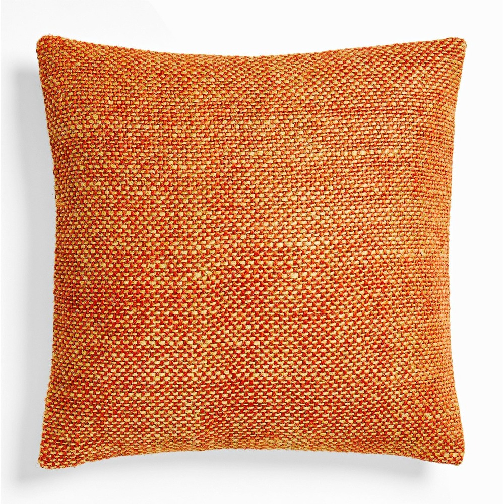 West Elm 2 x 20x20 Square Linen/Cotton Two Tone Chunky down Pillows Burnt Umber
